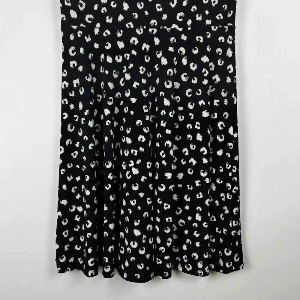 Gilli Nancy Faux Printed Black White Knee Length Dress Scoop Back Womens Sz L - Picture 10 of 11